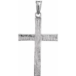 14K White 30x20 mm Cross Pendant-Polished