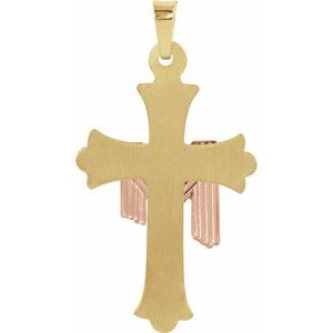 14K Yellow/Rose 25.5x18 mm Cross with Robe Pendant-Polished