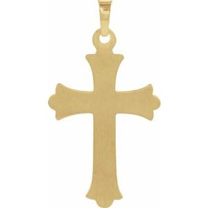 14K Yellow/White 25.5x18 mm Hollow Cross Pendant-Polished