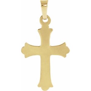 14K Yellow 20x14.5 mm Hollow Cross Pendant-Polished
