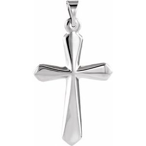 14K White 22.5x16 mm Cross Pendant-Polished