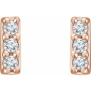 14K Rose .05 CTW Natural Diamond Bar Earrings-1.2 Mm-14K Rose