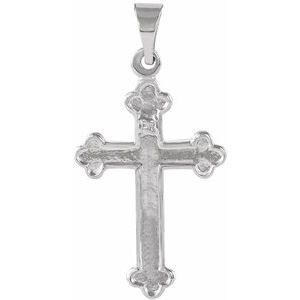 14K White 18.5x12.5 mm Cross Pendant-Polished