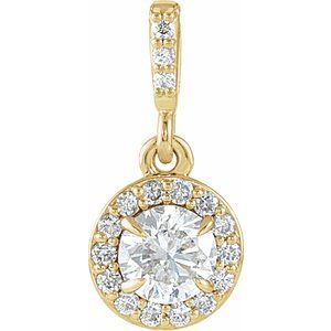14K Yellow 3/8 CTW Lab-Grown Diamond Halo-Style Pendant-Lab-Grown Diamond-4.5Mm :: 3/8 Ctw
