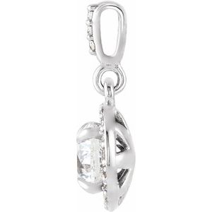 14K White 1/2 CTW Lab-Grown Diamond Halo-Style Pendant-Lab-Grown Diamond-5Mm :: 1/2 Ctw