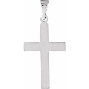 14K White 21.5x12 mm Cross Pendant-Polished