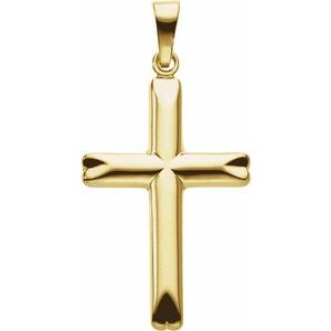 14K Yellow 25x17 mm Hollow Cross Pendant-Polished