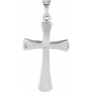 14K White .005 CT Natural Diamond Cross Pendant-Natural Diamond-1Mm :: 0.005 Ct