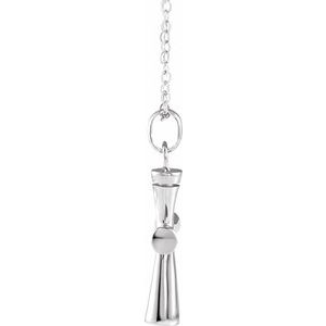 Sterling Silver Cross Ash Holder 18" Necklace-Polished-Plain Cross Ash Holder Necklace