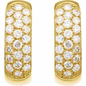 14K Yellow 7/8 CTW Natural Diamond Hoop Earrings-Round-17.3 Mm