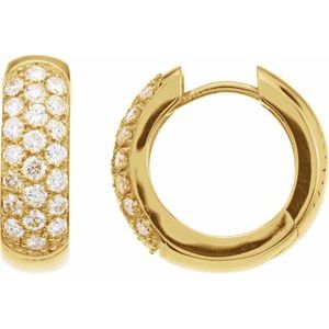 14K Yellow 7/8 CTW Lab-Grown Diamond Hoop Earrings-Round-17.3 Mm