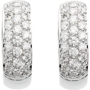 14K White 7/8 CTW Lab-Grown Diamond Hoop Earrings-Round-17.3 Mm