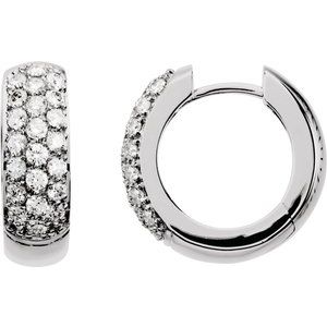 14K White 7/8 CTW Lab-Grown Diamond Hoop Earrings-Round-17.3 Mm