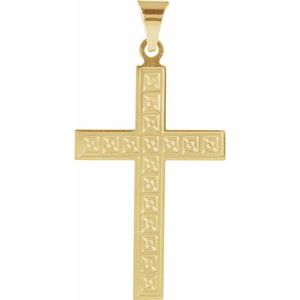 14K Yellow 22x14 mm Geometric Cross Pendant-Polished