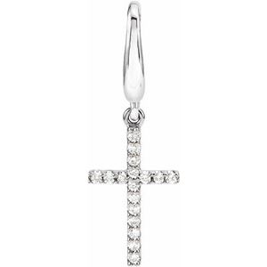 14K White .08 CTW Natural Diamond Cross Charm-Natural Diamond-1Mm :: 0.08 Ctw