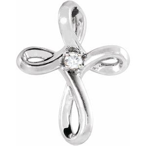 14K White .015 CTW Natural Diamond Cross Pendant-Natural Diamond-1.5Mm :: 0.015 Ct