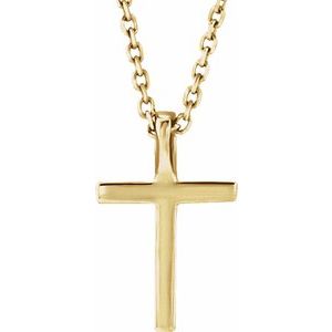 14K Yellow .06 CTW Natural Diamond Petite Cross 16" Necklace-Natural Diamond-1Mm :: 0.06 Ctw