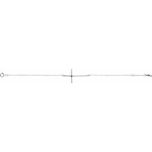 Sterling Silver Imitation Blue Sapphire Sideways Cross 7-8" Bracelet-Round-1.75 Mm
