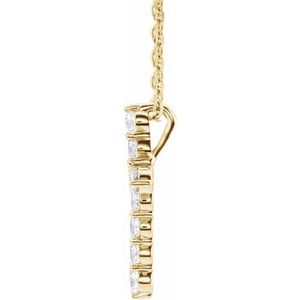 14K Yellow 1/4 CTW Lab-Grown Diamond Cross 16-18" Necklace-Lab-Grown Diamond-14.6 X 10.5 Mm