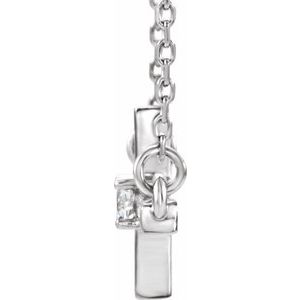 14K White .06 CTW Natural Diamond Sideways Cross 16-18" Necklace-Natural Diamond-2.5Mm :: 0.06 Ct