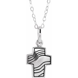 Sterling Silver Cross Ash Holder 18" Necklace-Polished-Cross Ash Holder Necklace