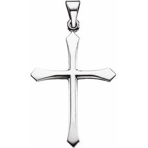 14K White 28.5x21 mm Cross Pendant-Polished
