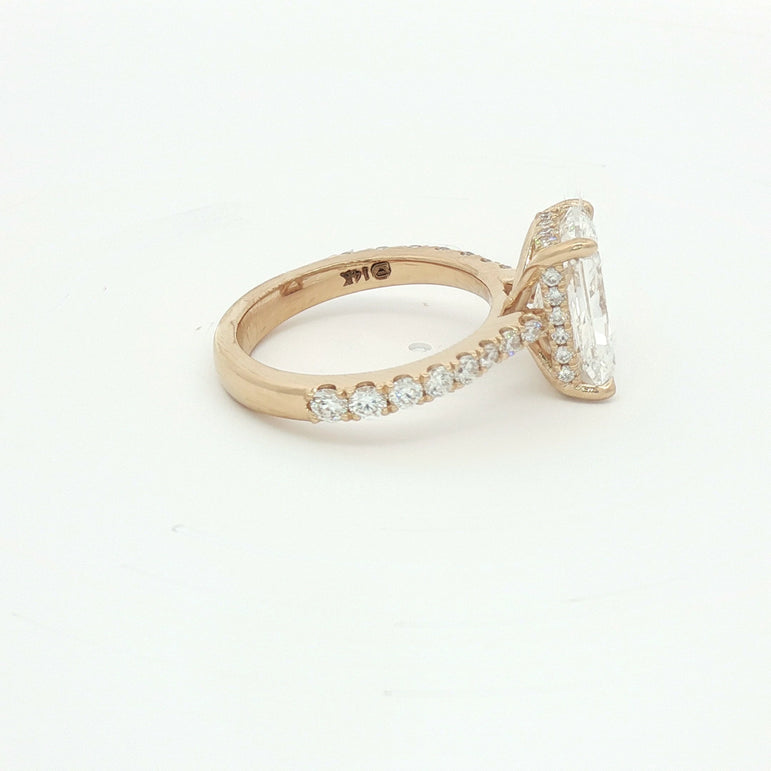 Emerald Cut Diamond Multistone Ring in Rose Gold