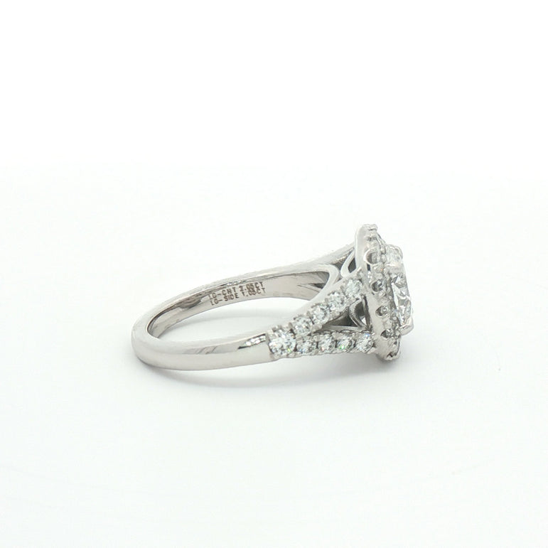 Platinum Engagement Ring with Round Cut Diamond in White Gold Setting