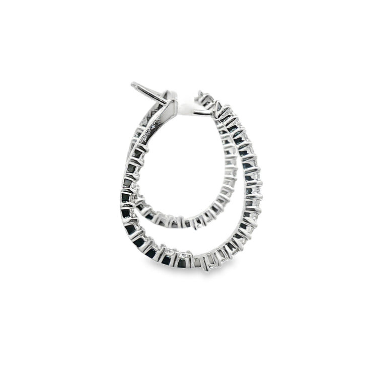 3cttw Classic Round Brilliant Natural Diamond Hoop Earrings in 18k White Gold