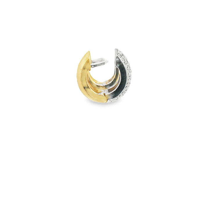 Elegant Two Tone Round Brilliant Natural Diamond Huggie Earrings