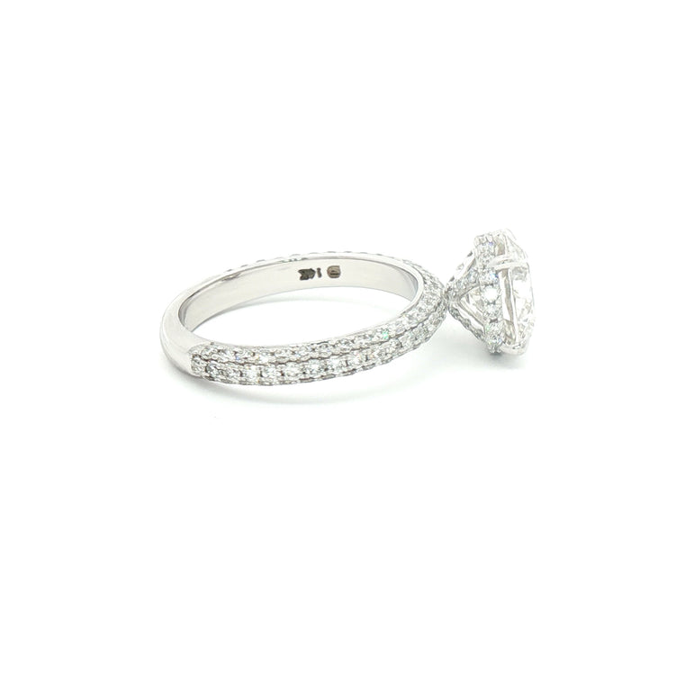 Platinum Multistone Ring with Round Cut Diamond
