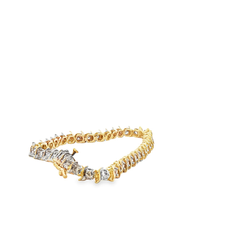 S Link 2.5cttw Round Brilliant Diamond Tennis Bracelet in 14K Yellow Gold