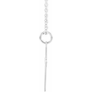 14K White .0075 CT Natural Diamond Youth Cross 15" Necklace-Natural Diamond-1.2Mm :: 0.0075 Ct