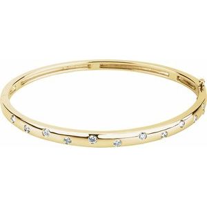 14K Yellow 1/2 CTW Lab-Grown Diamond Bangle 6 3/4" Bracelet-Lab-Grown Diamond-3.9 Mm