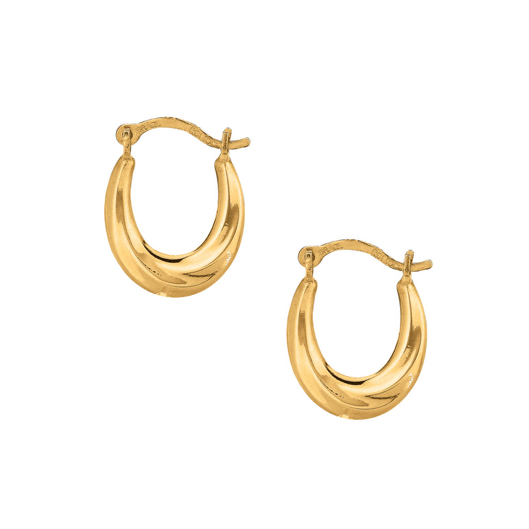 10K Gold Mini Oval Hoop Earring-Yellow | Hinged