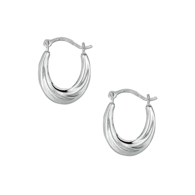 10K Gold Mini Oval Hoop Earring-White | Hinged