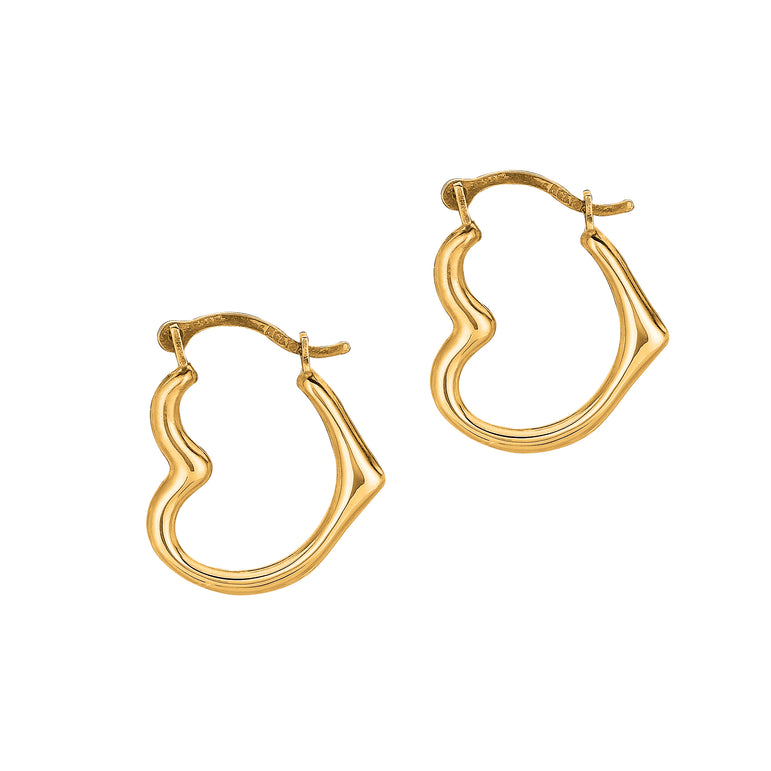 10K Gold Heart Hoop Earring-Yellow | Hinged