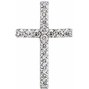 14K White .06 CTW Natural Diamond Petite Cross Pendant-Natural Diamond-1Mm :: 0.06 Ctw