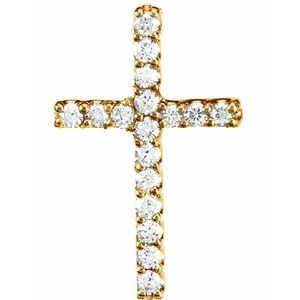 14K Yellow .06 CTW Lab-Grown Diamond Petite Cross Pendant-Lab-Grown Diamond-1Mm :: 0.06 Ctw