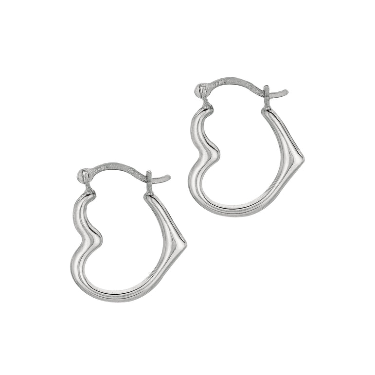 10K Gold Heart Hoop Earring-White | Hinged
