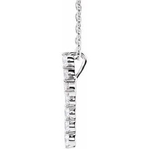 14K White 1/4 CTW Natural Diamond Cross 16-18" Necklace-Natural Diamond-14.6 X 10.5 Mm