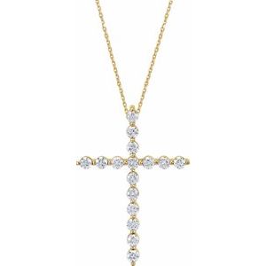 14K Yellow 1/4 CTW Natural Diamond Cross 18" Necklace-Natural Diamond-1.7Mm :: 1/4 Ctw