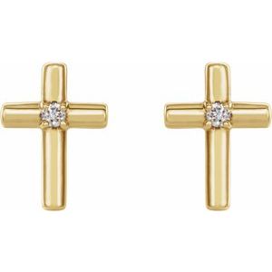 14K Yellow .01 CTW Natural Diamond Cross Earrings-Pair-1.1Mm :: 0.01 Ctw