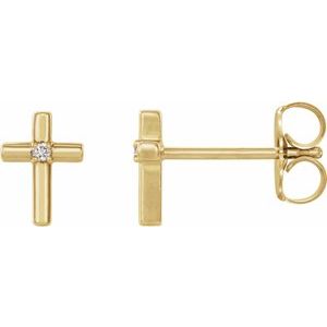 14K Yellow .01 CTW Natural Diamond Cross Earrings-Pair-1.1Mm :: 0.01 Ctw