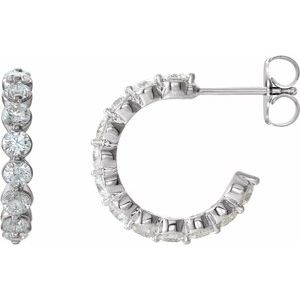 14K White 1 3/8 CTW Natural Diamond 16.5 mm Hoop Earrings-Round-16.5 Mm