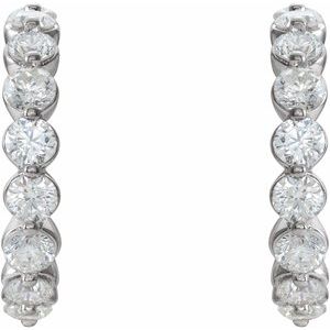 14K White 1 3/8 CTW Natural Diamond 16.5 mm Hoop Earrings-Round-16.5 Mm