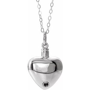 Sterling Silver Heart Ash Holder 18" Necklace-18 In-Polished