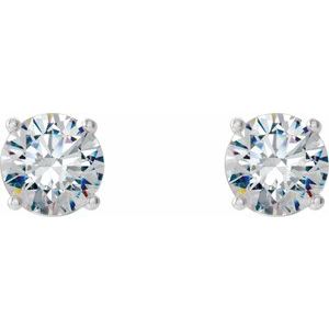 14K White 1 CTW Lab-Grown Diamond 4-Prong Stud Earrings-Pair-5Mm :: 1 Ctw