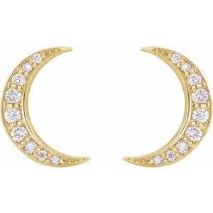 14K Yellow 1/10 CTW Lab-Grown Crescent Moon Stud Earrings-14K Yellow