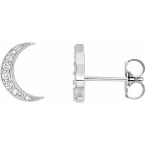 14K White 1/10 CTW Lab-Grown Crescent Moon Stud Earrings-14K White
